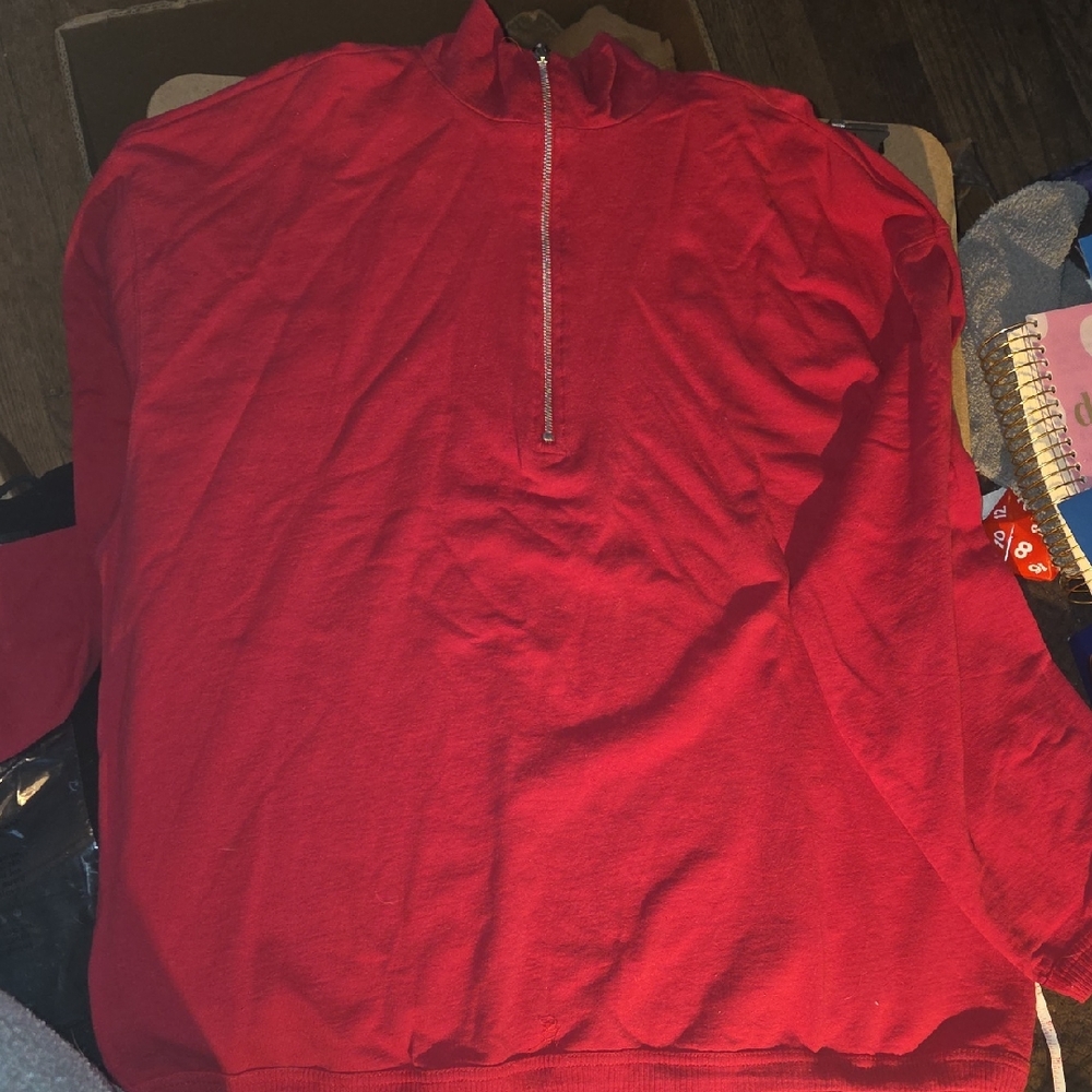 Men's Classic Red Zip-Up Sweater